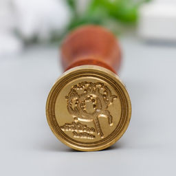 Печать для сургуча с деревянной ручкой «Хлопок», 9×2.5×2.5 см