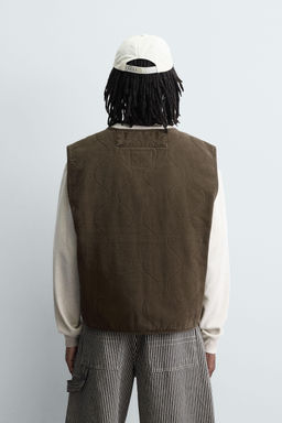 QUILTED GILET WITH TOPSTITCHING - Zara фото 3