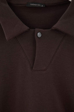 Kahverengi D___k Omuz Regular Wardrobe Essentials Polo Yaka _nterlok Sweatshirt TMNAW27SW00014 - Trendyolmilla фото 2