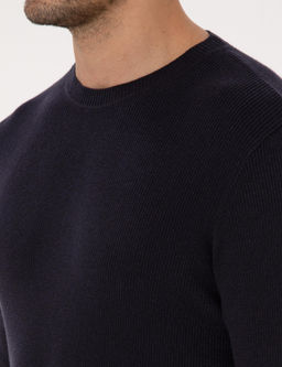 Lacivert Slim Fit Pamuk Kar___ml_ Bisiklet Yaka Selanik _rg_ Triko Kazak - Cacharel фото 7