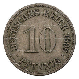 Монета 10 пфеннигов 1896 года F Германия