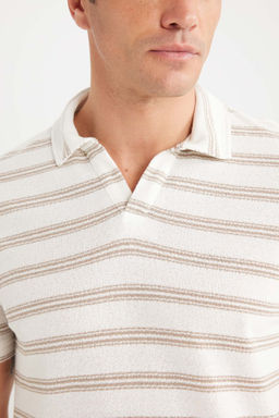 Regular Fit Polo Yaka _izgili K_sa Kollu Triko G_r_n_ml_ Ti__rt