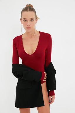 TRENDYOLMILLA Siyah Derin V Yakal? C?tc?tl? Orme Body TPRAW22BD0084  фото 4