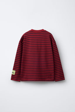CAMISETA RAYAS TEXTO / Rojo oscuro - Zara фото 3