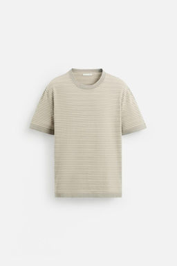 STRIPED KNITTED COTTON-LINEN T-SHIRT - Zara фото 6