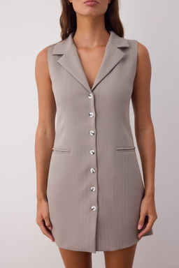 Gri Cizgili K?sa / Mini Dokuma Ceket Elbise TWOAW26EL00120 - Trendyolmilla фото 3