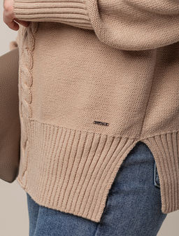 Свитер фактурной вязки с узором косы - Vilatte фото 3