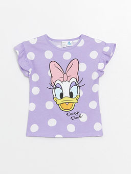 Bisiklet Yaka K?sa Kollu Daisy Duck Bask?l? K?z Bebek Pijama Tak?m? - Waikiki фото 2