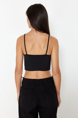 Siyah-Yesil 2li Paket Poliamid Icerikli Ask?l? Crop Fitted Esnek Orme Atlet TWOSS24AL00053