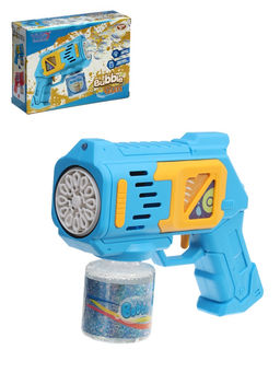 Генератор мыльных пузырей «Пистолет», световые эффекты, работает от батареек, цвет голубой