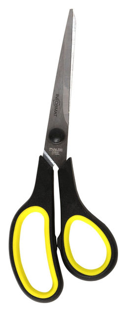 Ножницы INFORMAT 195 мм черно-желтые, эргономичные ручки пластиковые с резиновыми вставкам...