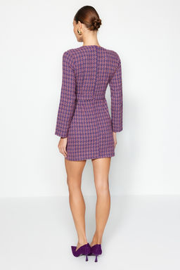 Trendyolmilla Bej Ekose / Kareli Dokuma Elbise TWOAW24EL00339 фото 14