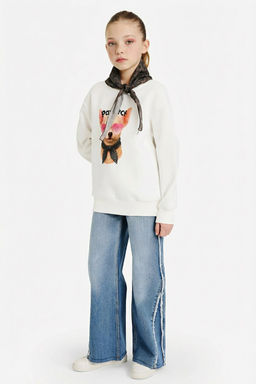 Overshirt Fit Bask_l_ __i Yumu_ak T_yl_ Sweatshirt K_z _ocuk - Defacto фото 2