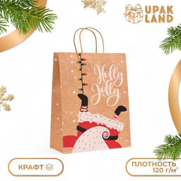 Цена за 6 шт. Пакет бумажный подарочный новогодний крафт Гирлянда, 33?26?12 см