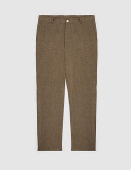 Haki Slim Fit Beli Lastikli %100 Keten Pantolon