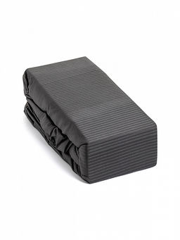 Проcтыня натяжная сатин-страйп 180x200+25 темно-серый сатин - Denastia фото 2