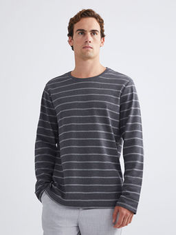 Bisiklet Yaka Uzun Kollu ?izgili Erkek Ti??rt