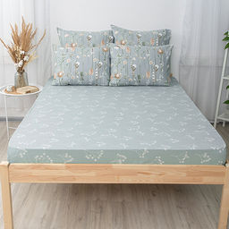 Простыня на резинке 180х200х25, поплин, Иммортели - Традиция фото 2