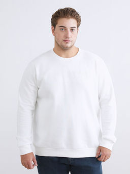 B?y?k Beden Bisiklet Yaka Bask?l? Erkek Kal?n Sweatshirt