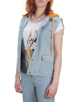 803 BLUE/BLACK Джинсовый жилет женский (100% хлопок) - Фабричный китай фото 29
