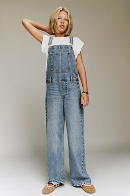 WIDE-LEG DENIM DUNGAREES - Zara фото 5