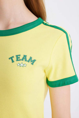 Классная приталенная футболка с короткими рукавами из модала - Defacto фото 5