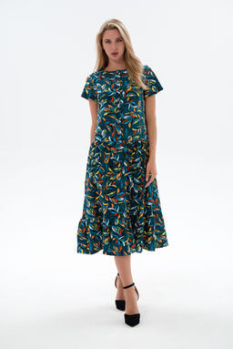 Платье женское из кулирки Кармелита веточка бирюза - Амадэль фото 4