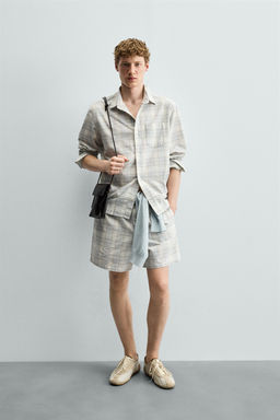 CAMISA REGULAR FIT CUADROS / Celeste