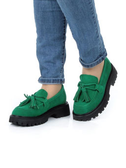 03-5929-3 GREEN Лоферы женские (натуральная замша) - No name фото 3