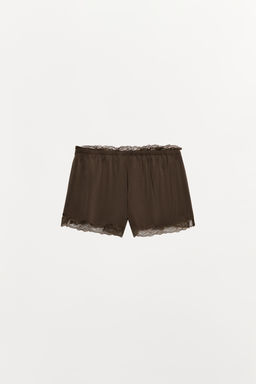 SHORTS FLUIDOS ENCAJE / Marr?n oscuro - Zara фото 7