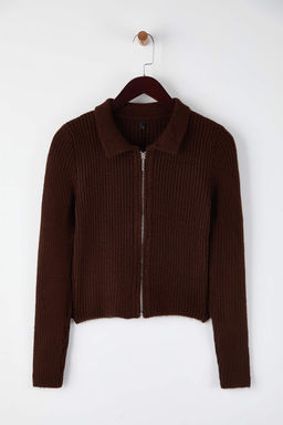 Wardrobe Essentials Kahverengi Yumusak Dokulu Fermuarl? Triko H?rka | TWOAW26HI00177