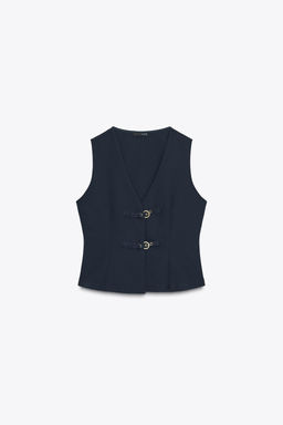 CREPE TOP WITH BUCKLES - Zara фото 6