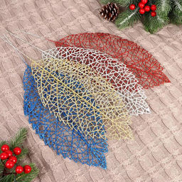 Цена за 10 шт. Декор блеск Берёзовый лист, 14?28 см, МИКС