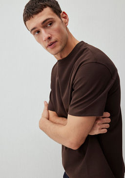 Kahverengi Basic Tisort - Mavi фото 3