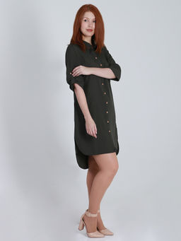 Платье-рубашка цвета хаки - Almond фото 4