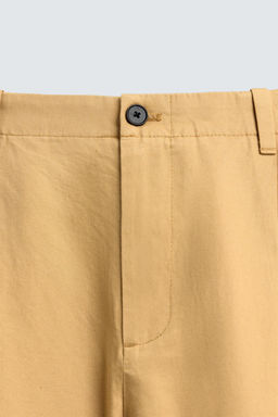 PANTAL?N CHINO STRAIGHT FIT ALGOD?N - LINO / Beige - Zara фото 9