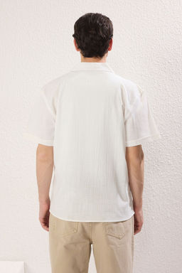 TRENDYOL MAN Beyaz Regular Fit %100 Pamuk Keten Gorunumlu Yazl?k Gomlek TMNSS25GO00003 - Trendyolmilla фото 4
