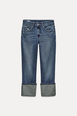HIGH-WAIST TRF STOVE PIPE FOLDED JEANS - Zara фото 5