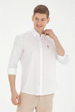 Мужская рубашка светло-хаки с длинным рукавом