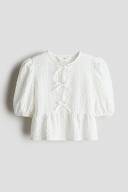 Blusa en sirsaca de algod?n con peplum