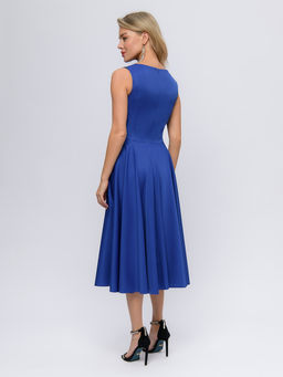 Платье василькового цвета длины миди в стиле ретро - 1001dress фото 3