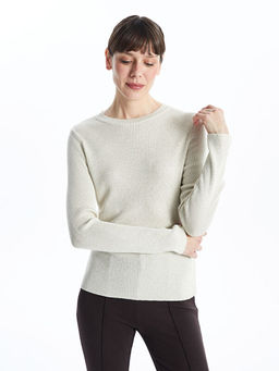 Bisiklet Yaka Parlak G?r?n?ml? Kad?n Triko Kazak