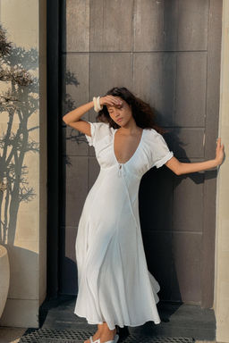 VESTIDO MIDI GASA GODETS / Blanco - Zara фото 4