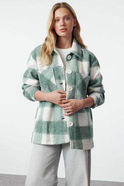 Cok Renkli Ekose Desenli Regular Kal?p Kase Mevsimlik Shacket Ince Ceket Mont TWOAW25MO00203