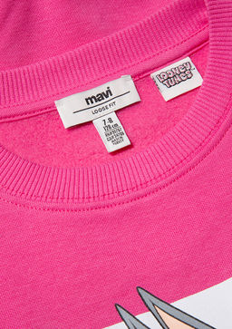 Bugs Bunny Bask?l? Pembe Sweatshirt - Mavi фото 4