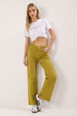 Ekru Bel Detayl? Yuksek Bel Wide Leg Pantolon TWOAW25JE00039 - Trendyolmilla фото 9