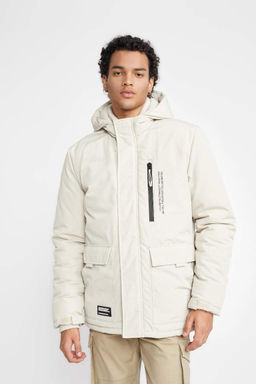 Водоотталкивающее пальто обычного кроя с капюшоном - Defacto фото 4