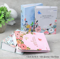 Фотоальбом 100 фото 10х15 Цветы / 9356 /уп 96/ (Голубой)