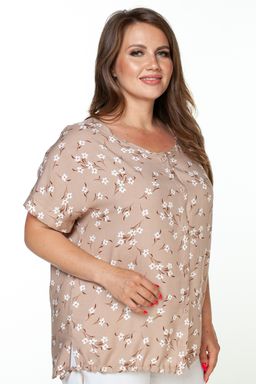 Туника штапель 4103/09/Бежевый, белый - Rise фото 4