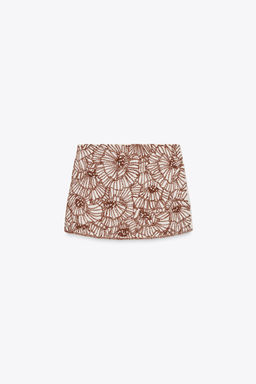 ZW COLLECTION FLORAL EMBROIDERY MINI SKIRT - Zara фото 8